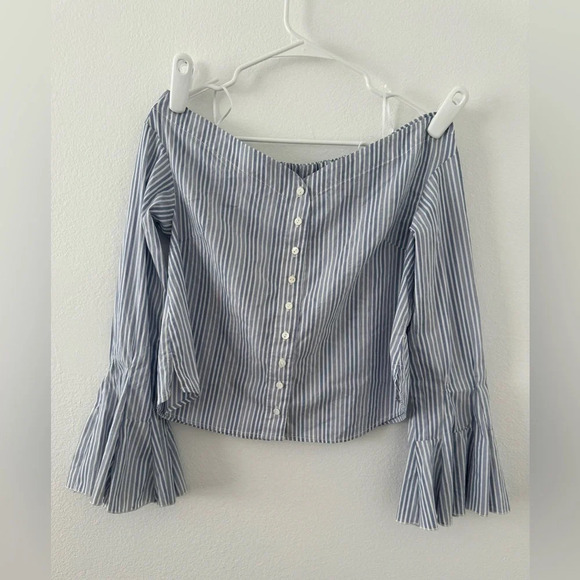 Free People Tops - Free People March to the Beat Off the Shoulder Striped Top Bell Sleeves Sz XS